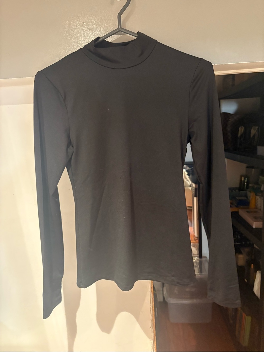 Forever 21 Black Long-Sleeve Mock Neck Top